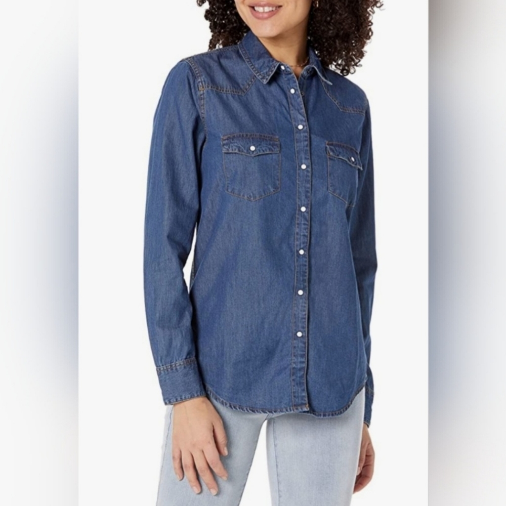 NWOT Womens Sleeve Long Denim Shirt